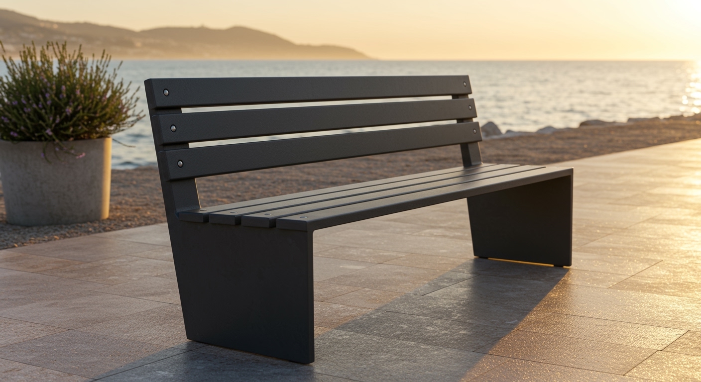 Mobilier urbain mairies Hérault — banc fer forgé Prometal Vic-la-Gardiole