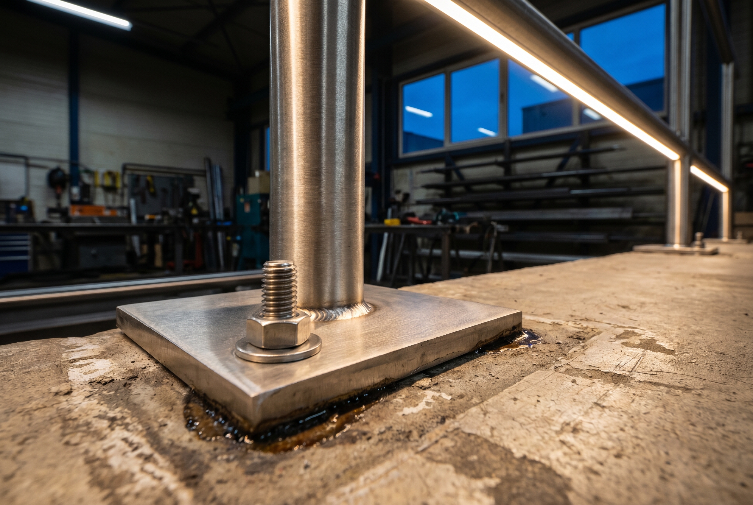 Détail fabrication rampe PMR acier galvanisé atelier Prometal Vic-la-Gardiole