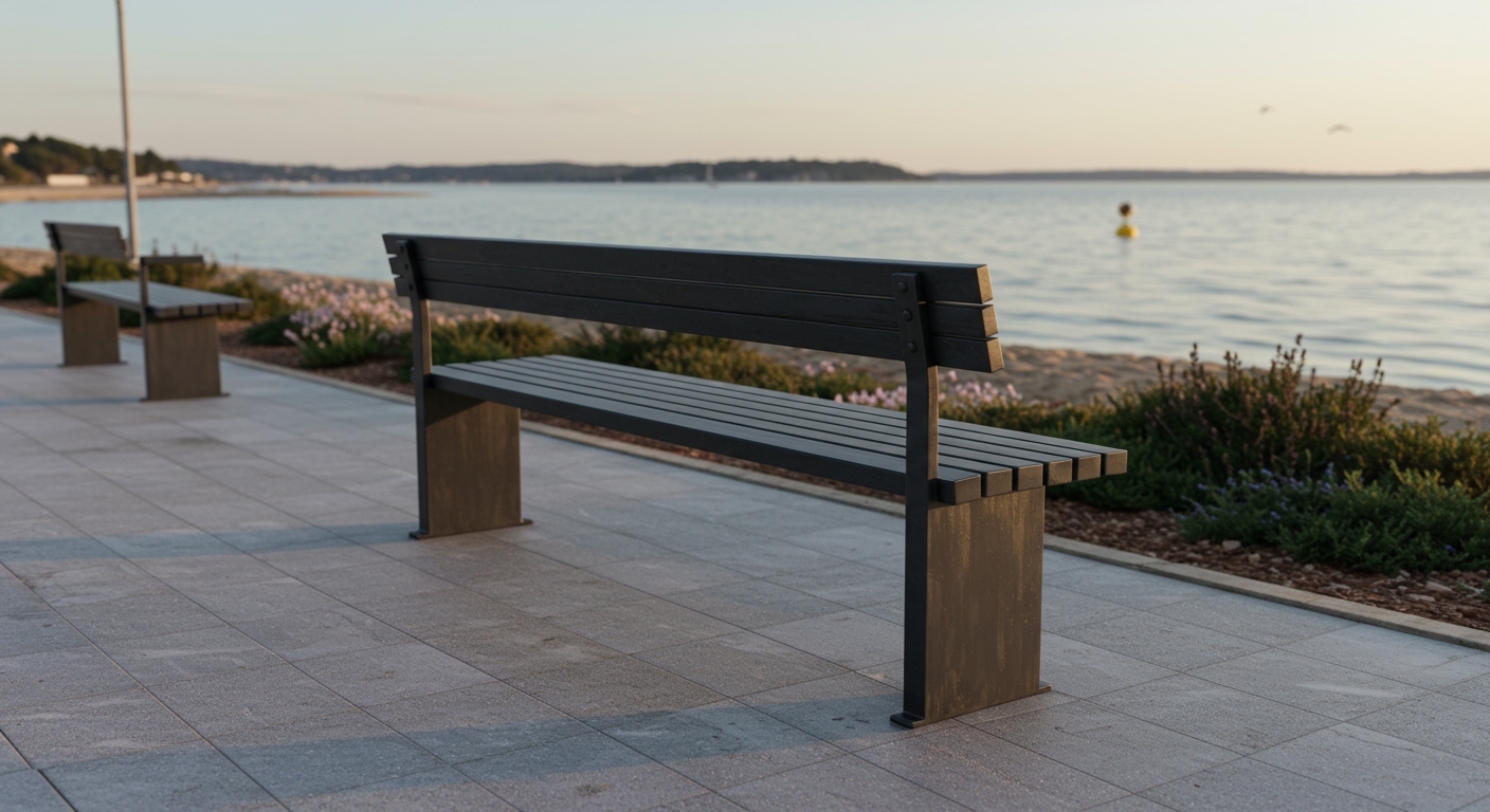 Restauration mobilier urbain littoral — banc fonte Sète et Bassin de Thau